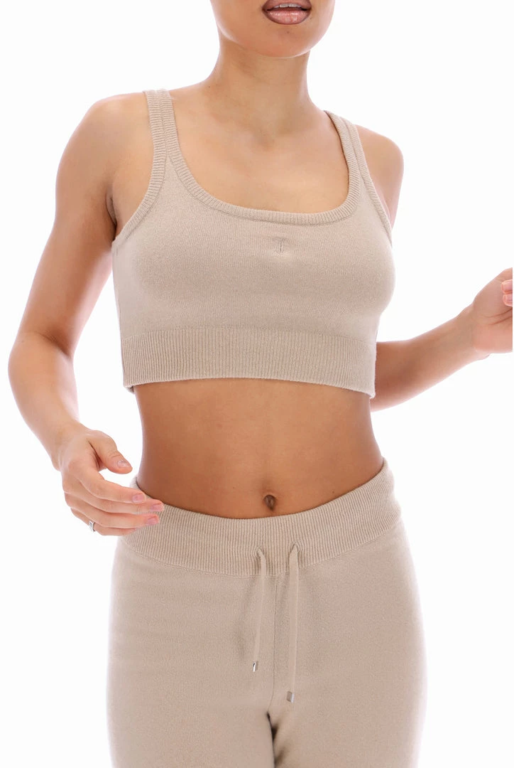 JUICY COUTURE WARM TAUPE CASHMERE BLEND CROP TOP TOPS