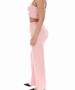 JUICY COUTURE TOPS PALE PINK CASHMERE BLEND CROP TOP