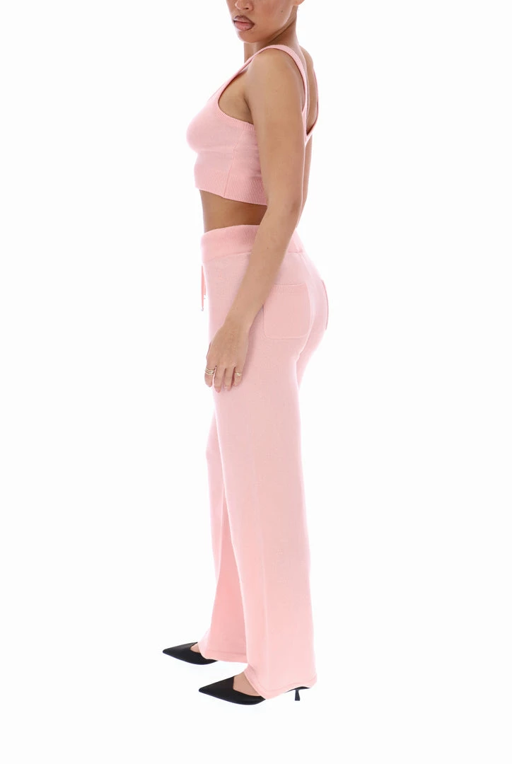 JUICY COUTURE TOPS PALE PINK CASHMERE BLEND CROP TOP