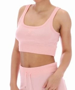 JUICY COUTURE TOPS PALE PINK CASHMERE BLEND CROP TOP