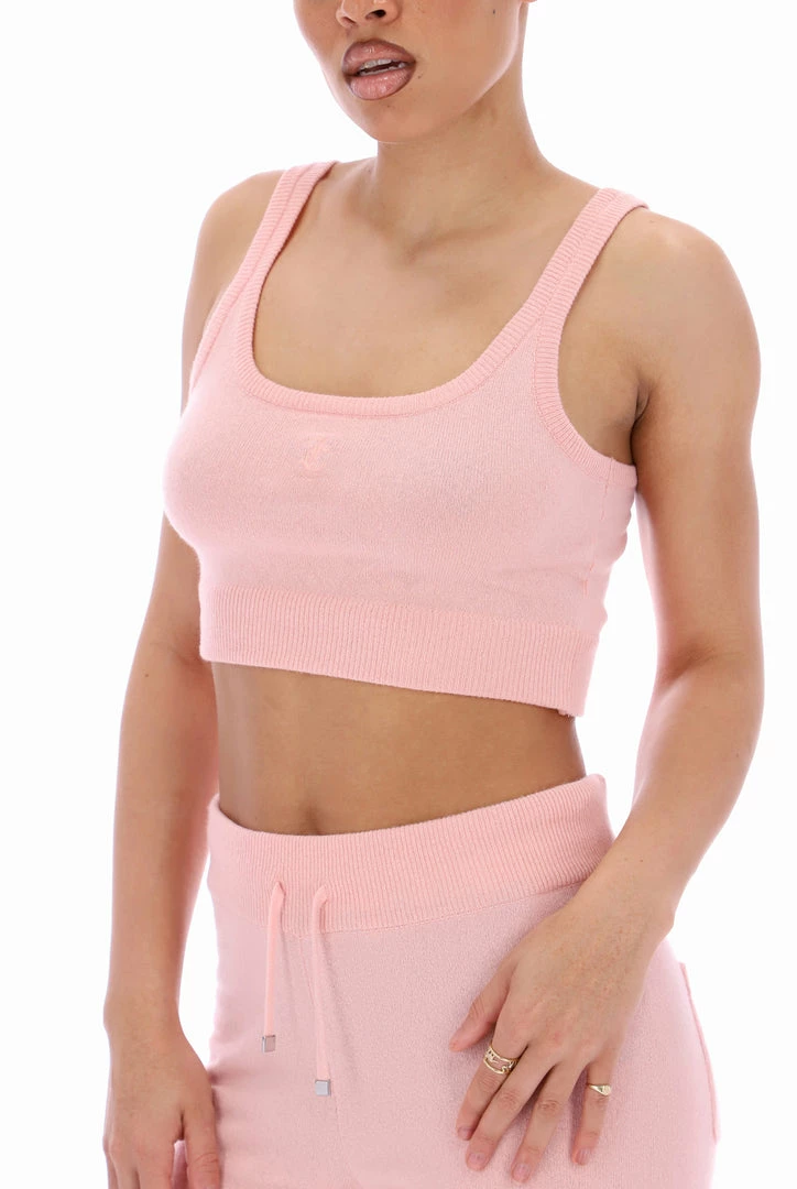 JUICY COUTURE TOPS PALE PINK CASHMERE BLEND CROP TOP