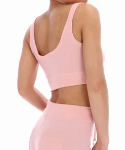 JUICY COUTURE TOPS PALE PINK CASHMERE BLEND CROP TOP