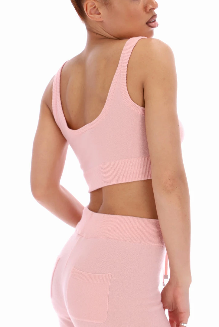 JUICY COUTURE TOPS PALE PINK CASHMERE BLEND CROP TOP