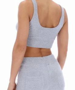 JUICY COUTURE SILVER MARL CASHMERE BLEND CROP TOP TOPS