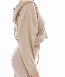 JUICY COUTURE WARM TAUPE CASHMERE BLEND KNITTED HOODIE HOODIES & TRACK TOPS