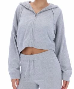 JUICY COUTURE SILVER MARL CASHMERE BLEND KNITTED HOODIE