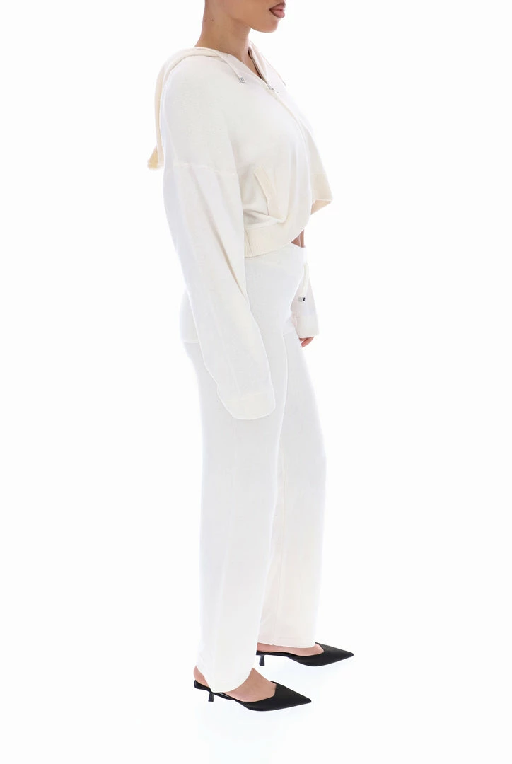 JUICY COUTURE HOODIES & TRACK TOPS CREAM CASHMERE BLEND KNITTED HOODIE