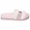 JUICY COUTURE SPRING SUMMER '22 COLLECTION ALMOND BLOSSOM FAUX FUR DIAMANTE SLIDERS