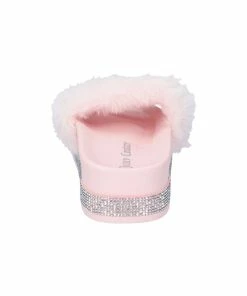 JUICY COUTURE SPRING SUMMER'22 COLLECTION ALMOND BLOSSOM FAUX FUR DIAMANTE SLIDERS