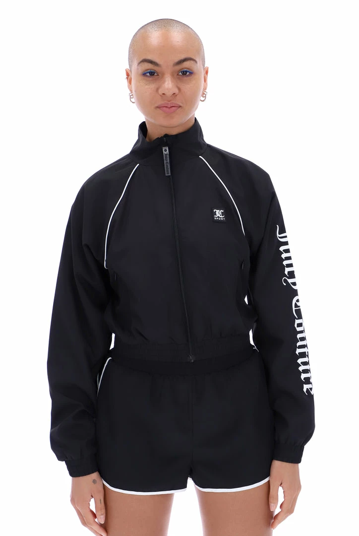 JUICY COUTURE SPRING SUMMER '22 COLLECTION BLACK LIGHTWEIGHT TRACK SHORTS