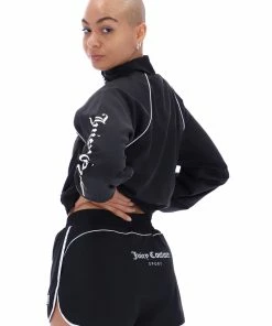 JUICY COUTURE SPRING SUMMER'22 COLLECTION BLACK LIGHTWEIGHT TRACK SHORTS