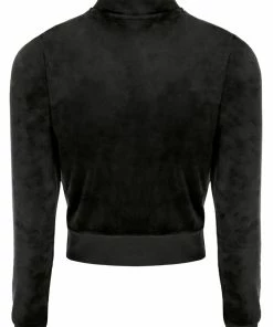 JUICY COUTURE BLACK CLASSIC VELOUR TRACK TOP TRACKSUITS