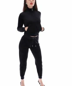 JUICY COUTURE TRACKSUITS BLACK CLASSIC VELOUR CUFFED JOGGER