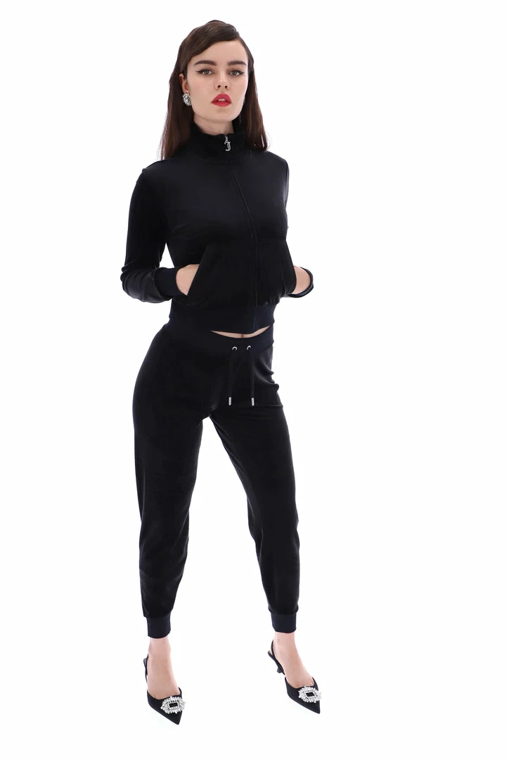 JUICY COUTURE TRACKSUITS BLACK CLASSIC VELOUR CUFFED JOGGER