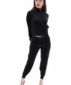 JUICY COUTURE TRACKSUITS BLACK CLASSIC VELOUR CUFFED JOGGER