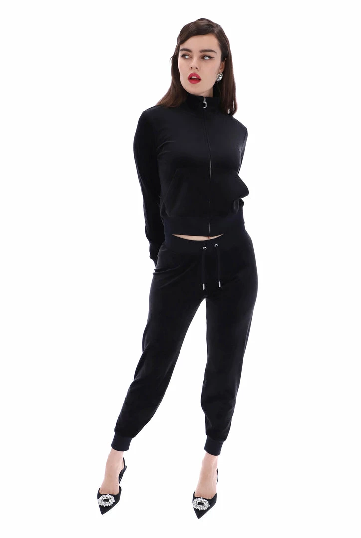JUICY COUTURE TRACKSUITS BLACK CLASSIC VELOUR CUFFED JOGGER
