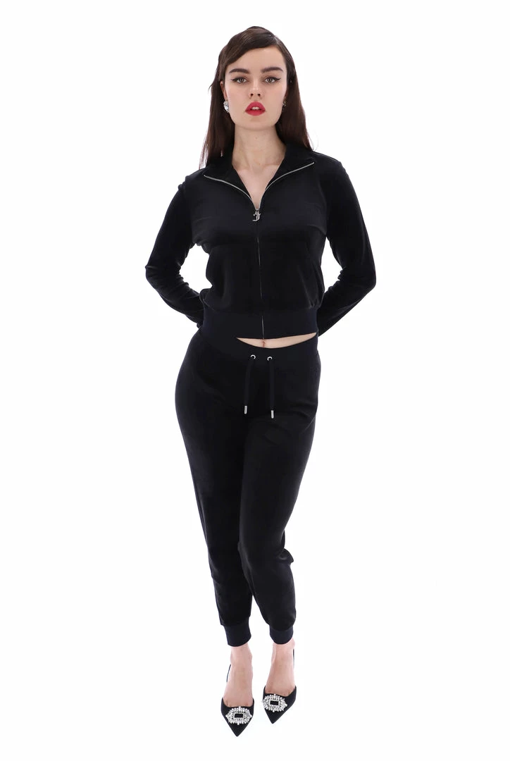 JUICY COUTURE TRACKSUITS BLACK CLASSIC VELOUR CUFFED JOGGER