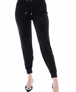 JUICY COUTURE TRACKSUITS BLACK CLASSIC VELOUR CUFFED JOGGER