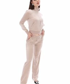 JUICY COUTURE WARM TAUPE CLASSIC VELOUR DEL RAY BOTTOMS TRACKSUITS