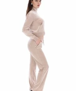 JUICY COUTURE WARM TAUPE CLASSIC VELOUR DEL RAY BOTTOMS TRACKSUITS