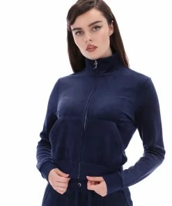 JUICY COUTURE NIGHT SKY BLUE CLASSIC VELOUR TRACK TOP TRACKSUITS