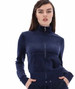 JUICY COUTURE NIGHT SKY BLUE CLASSIC VELOUR TRACK TOP TRACKSUITS