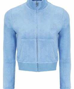 JUICY COUTURE POWDER BLUE CLASSIC VELOUR TRACK TOP