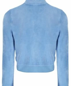 JUICY COUTURE POWDER BLUE CLASSIC VELOUR TRACK TOP