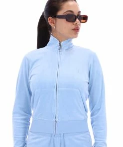 JUICY COUTURE POWDER BLUE CLASSIC VELOUR TRACK TOP