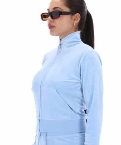 JUICY COUTURE POWDER BLUE CLASSIC VELOUR TRACK TOP