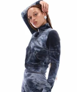 JUICY COUTURE BLACK TIE DYE VELOUR DIAMANTE TRACK TOP