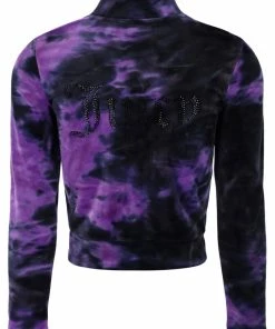 JUICY COUTURE PURPLE TIE DYE VELOUR DIAMANTE TRACK TOP