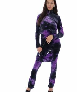 JUICY COUTURE PURPLE TIE DYE VELOUR DIAMANTE TRACK TOP