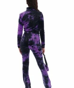 JUICY COUTURE PURPLE TIE DYE VELOUR DIAMANTE TRACK TOP