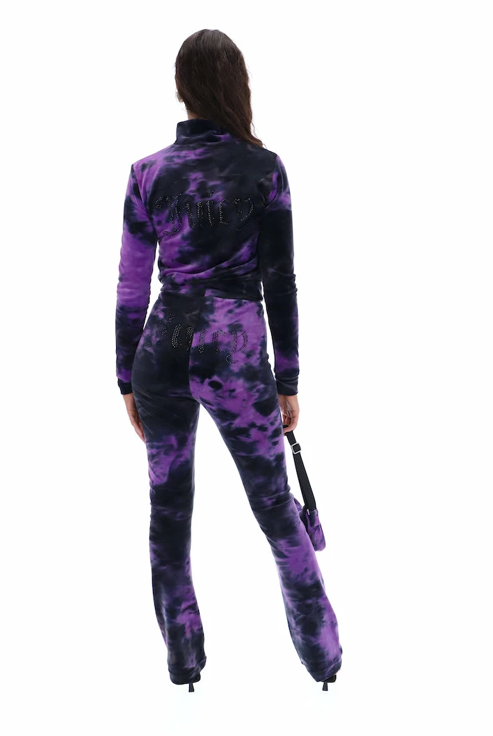 JUICY COUTURE TRACKSUITS PURPLE TIE DYE VELOUR DIAMANTE FLARED PANTS