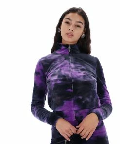 JUICY COUTURE PURPLE TIE DYE VELOUR DIAMANTE TRACK TOP