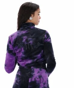 JUICY COUTURE TRACKSUITS PURPLE TIE DYE VELOUR DIAMANTE FLARED PANTS
