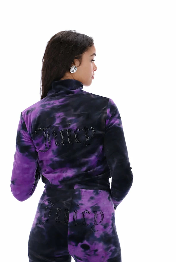 JUICY COUTURE TRACKSUITS PURPLE TIE DYE VELOUR DIAMANTE FLARED PANTS