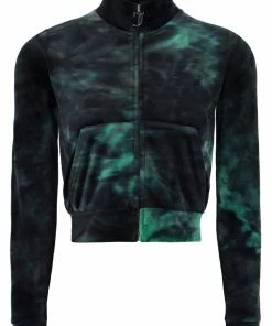 JUICY COUTURE GREEN TIE DYE VELOUR DIAMANTE TRACK TOP