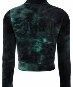 JUICY COUTURE GREEN TIE DYE VELOUR DIAMANTE TRACK TOP