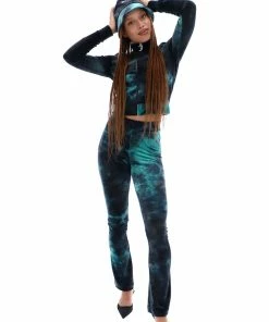 JUICY COUTURE GREEN TIE DYE VELOUR DIAMANTE TRACK TOP