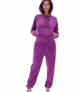 JUICY COUTURE TRACKSUITS PURPLE DIAMANTE VELOUR CUFFED BOTTOMS