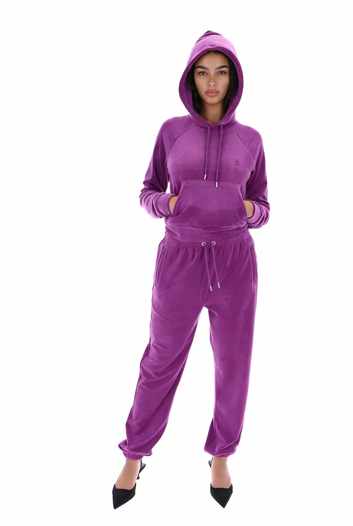 JUICY COUTURE TRACKSUITS PURPLE DIAMANTE VELOUR CUFFED BOTTOMS