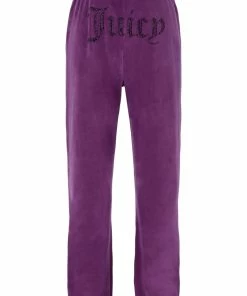 JUICY COUTURE TRACKSUITS PURPLE DIAMANTE VELOUR CUFFED BOTTOMS