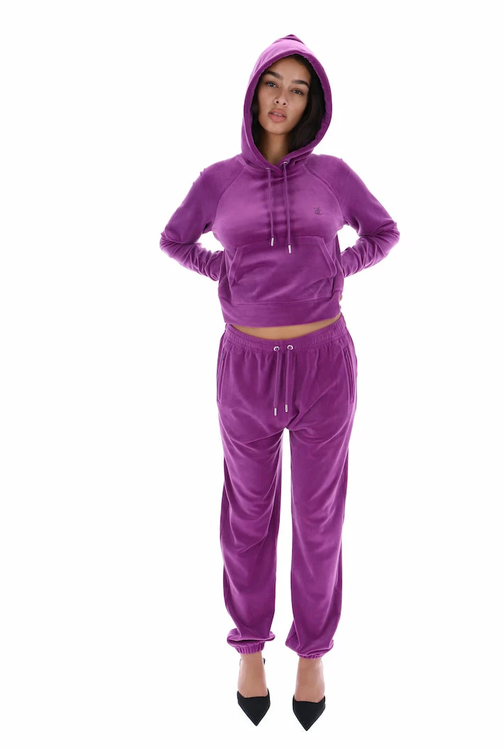 JUICY COUTURE TRACKSUITS PURPLE DIAMANTE VELOUR CUFFED BOTTOMS