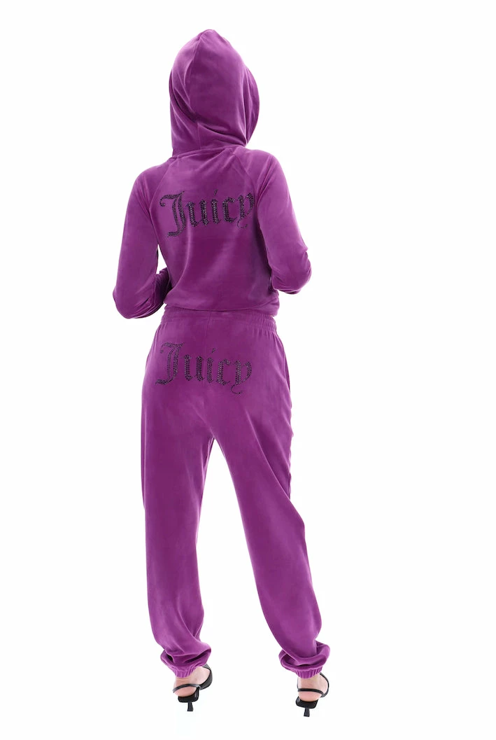 JUICY COUTURE TRACKSUITS PURPLE DIAMANTE VELOUR CUFFED BOTTOMS