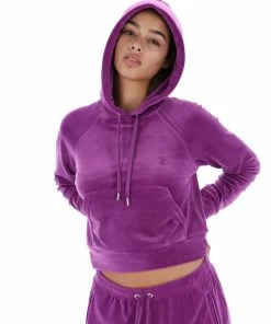 JUICY COUTURE PURPLE VELOUR DIAMANTE HOODIE