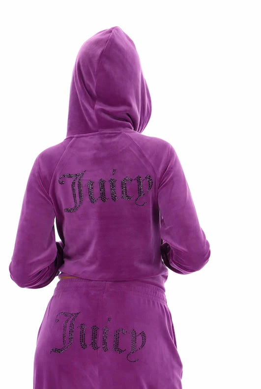 JUICY COUTURE TRACKSUITS PURPLE DIAMANTE VELOUR CUFFED BOTTOMS