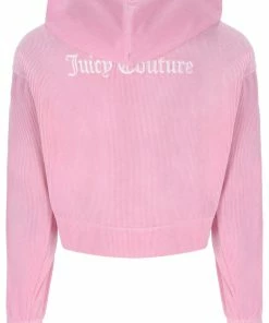 JUICY COUTURE PINK PETAL RIB LOUNGE VELOUR HOODIE TRACKSUITS