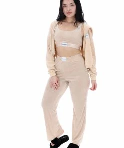 JUICY COUTURE BRAZILLIAN SAND RIB LOUNGE VELOUR FLARE PANT BOTTOMS